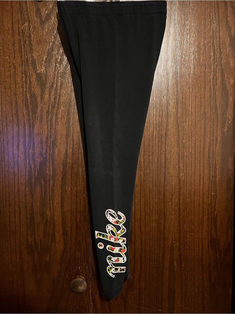 Nike Black Kids Leggings with Multicolor Script